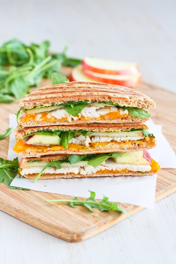 Turkey, Apple, Cheddar, and Arugula Panini