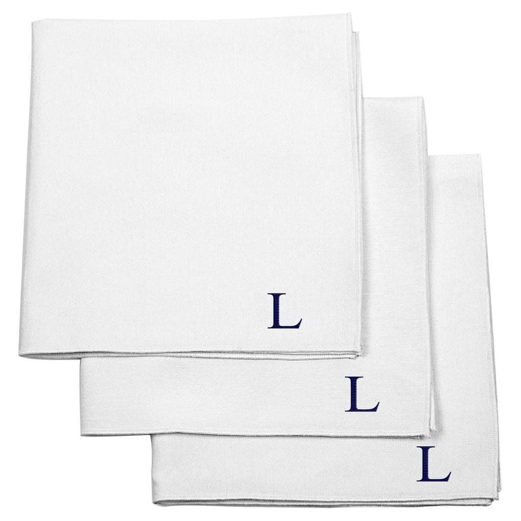 Monogram Groomsmen Gift White Handkerchief Set