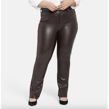 Sewing detail leather pants - Coffee – Joozal