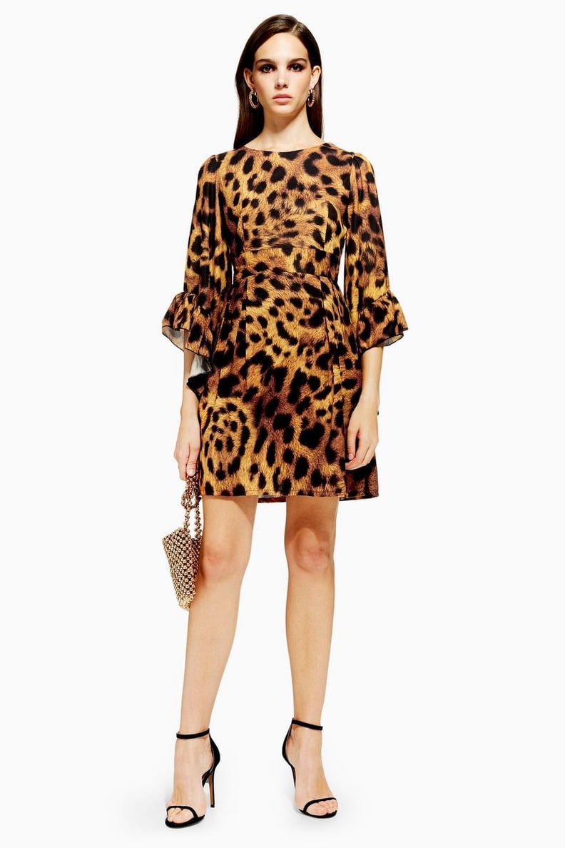 Topshop Rio Leopard Print Flare Sleeve Dress by Lace & Beads
