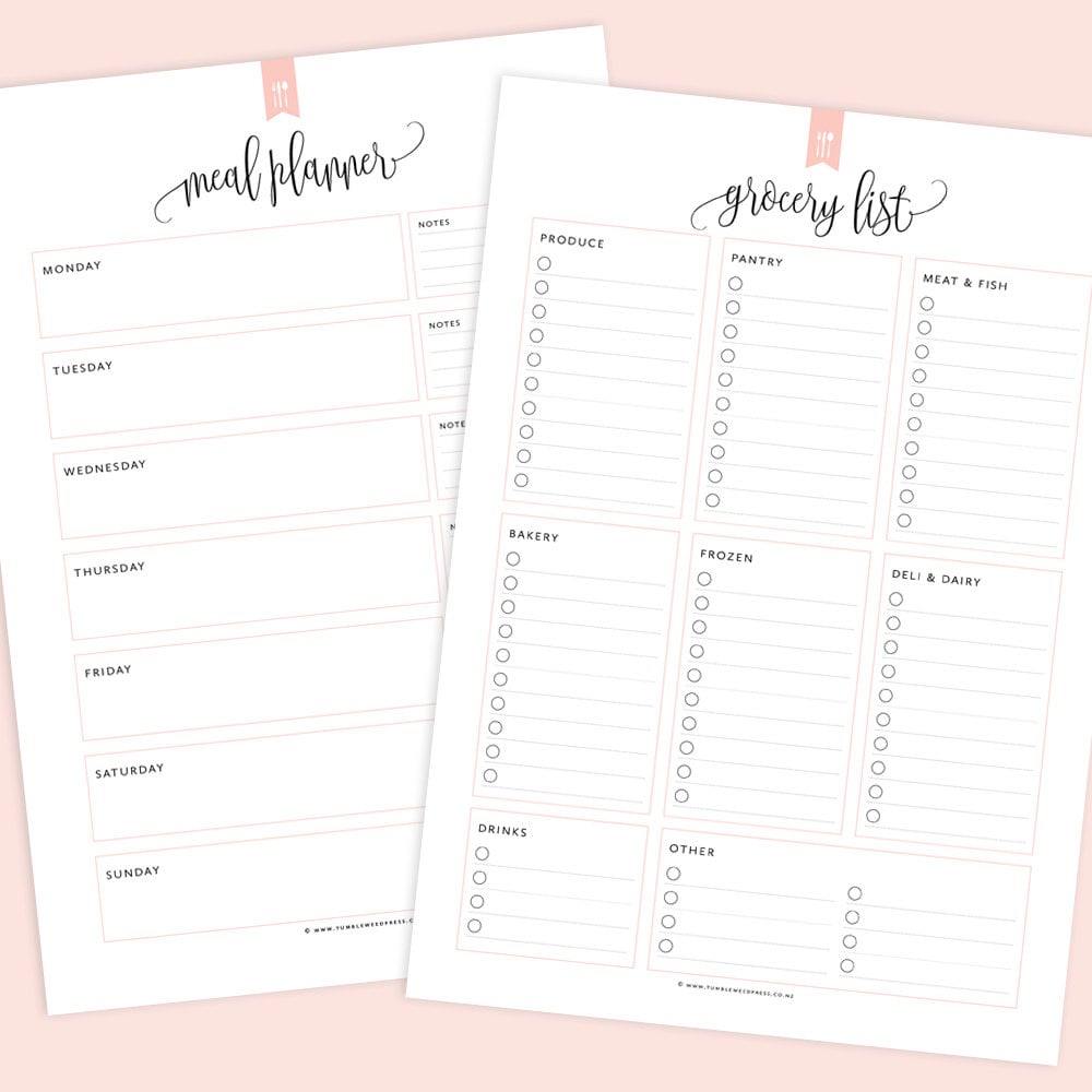 Meal Planner Grocery List Printable 5 Printable Meal Planning 