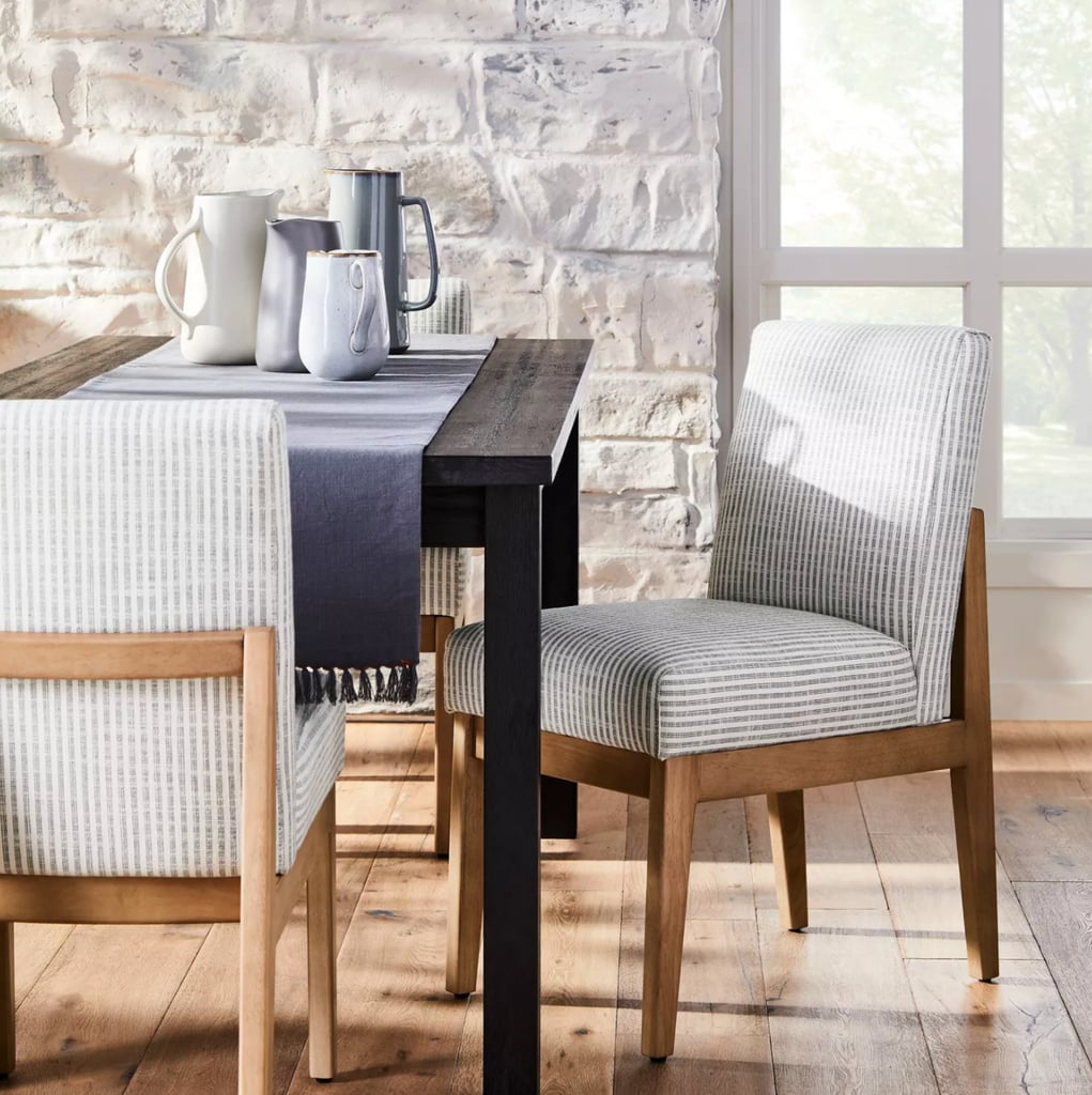 Sitting Pretty: Upholstered Natural Wood Slipper Dining Chair