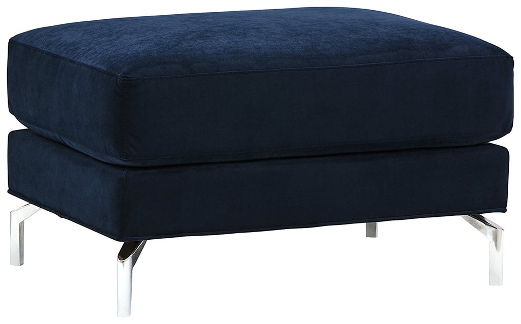 Velvet Metal Leg Ottoman in Navy ($299)