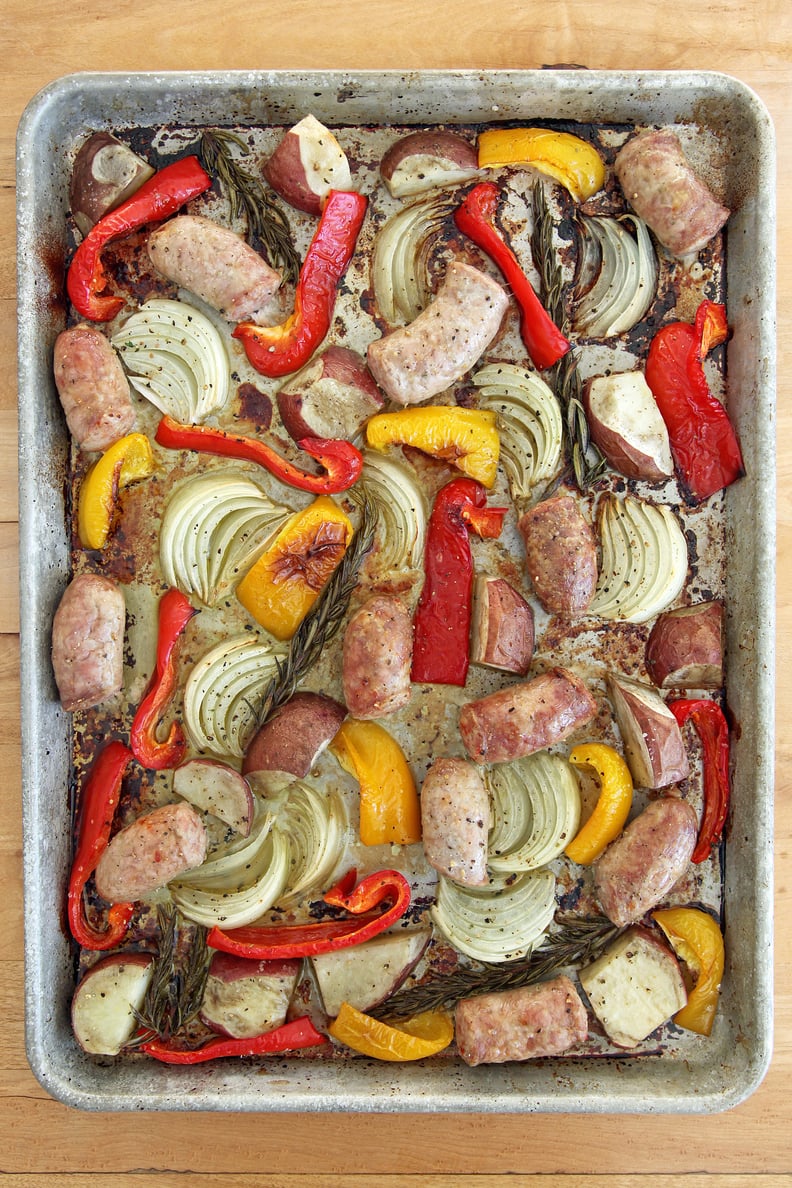 Roasted Italian Sausage, Peppers, Potatoes, and Onion