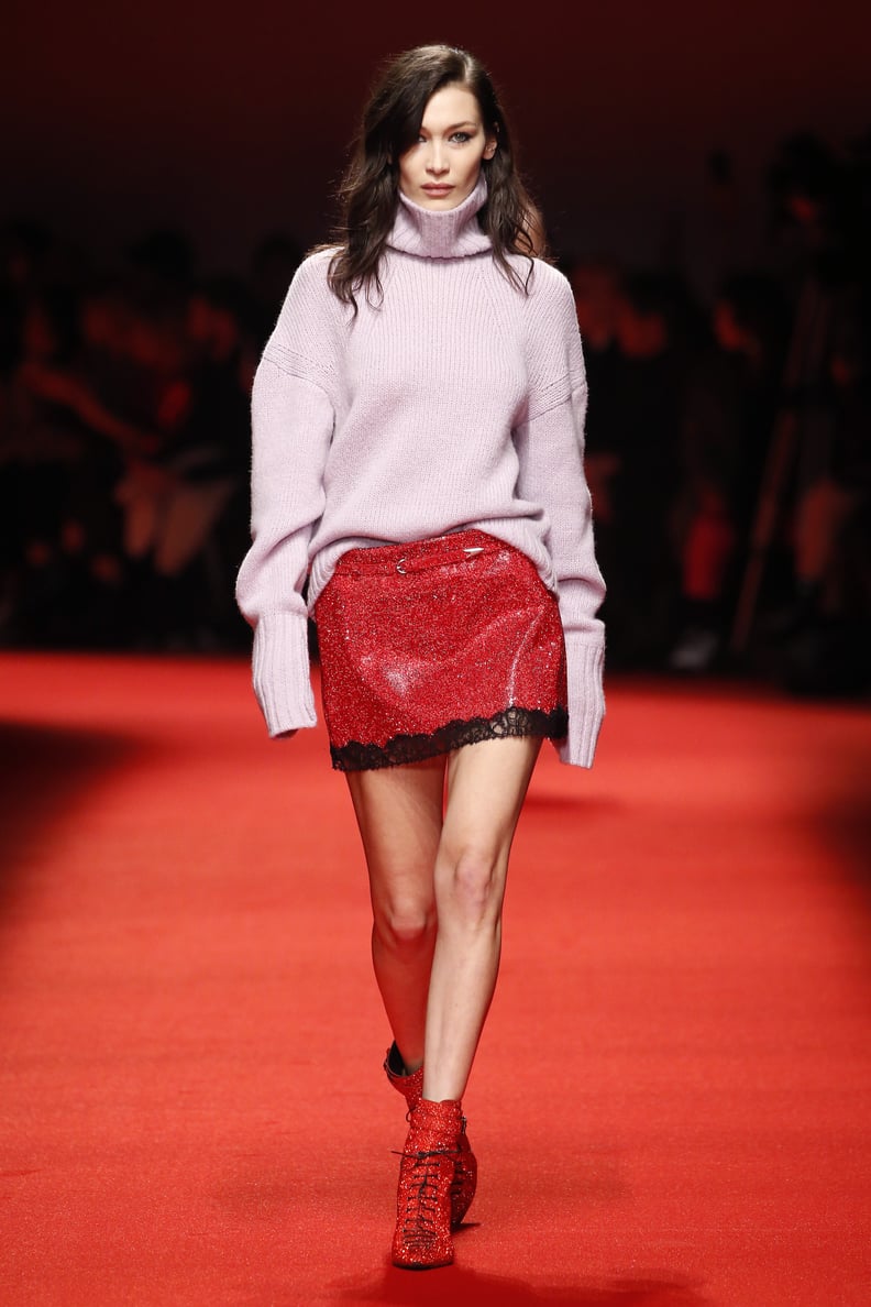 Bella Hadid Walking the Philosophy Di Lorenzo Serafini Show at Milan Fashion Week Autumn/Winter 2019/2020