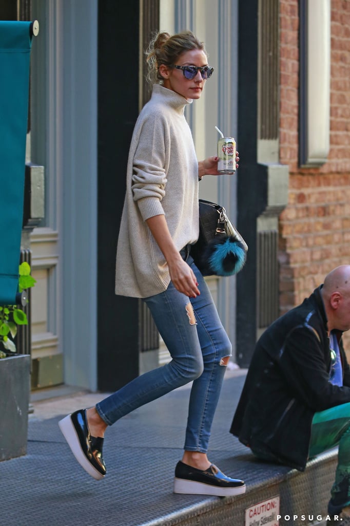 Olivia Palermo Wearing a Turtleneck and Jeans