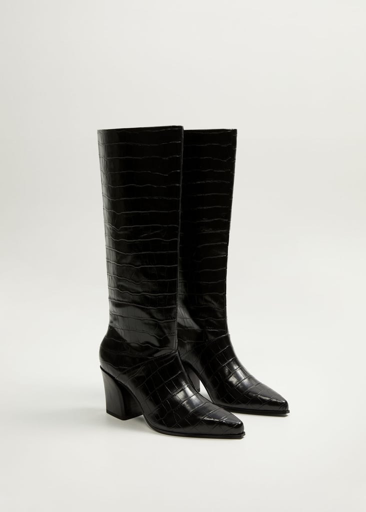 Mango Croc-Effect Boots