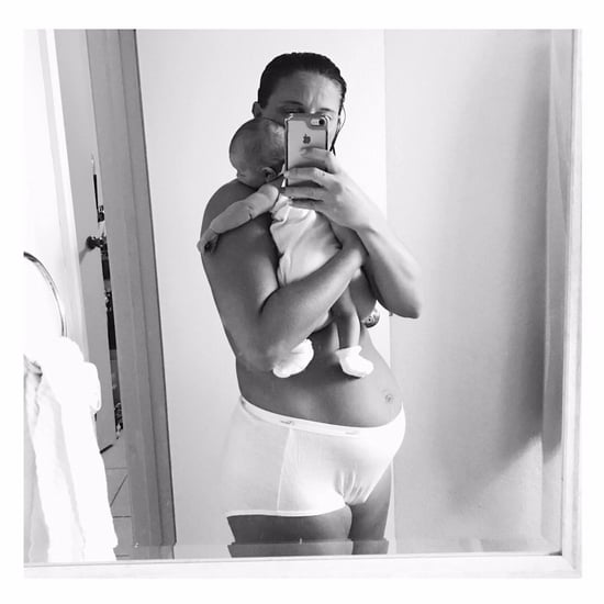 Mom's Topless Postpartum Selfie in Granny Panties