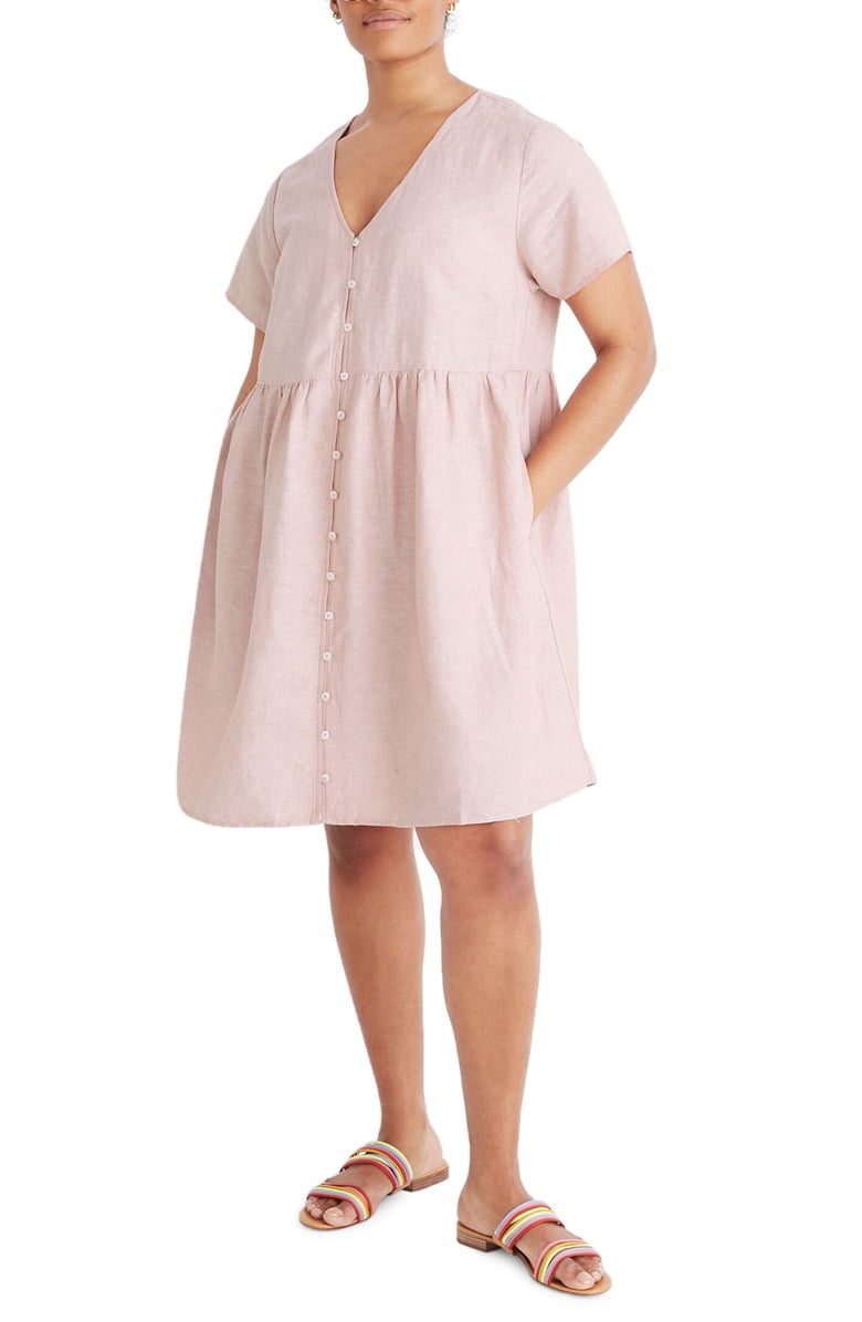 linen blend mini dress