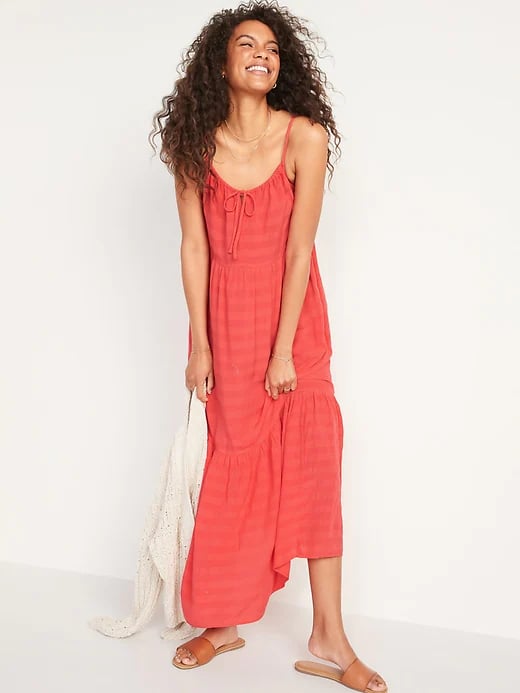 Old Navy Tiered Tie-Front Maxi Swing Sundress