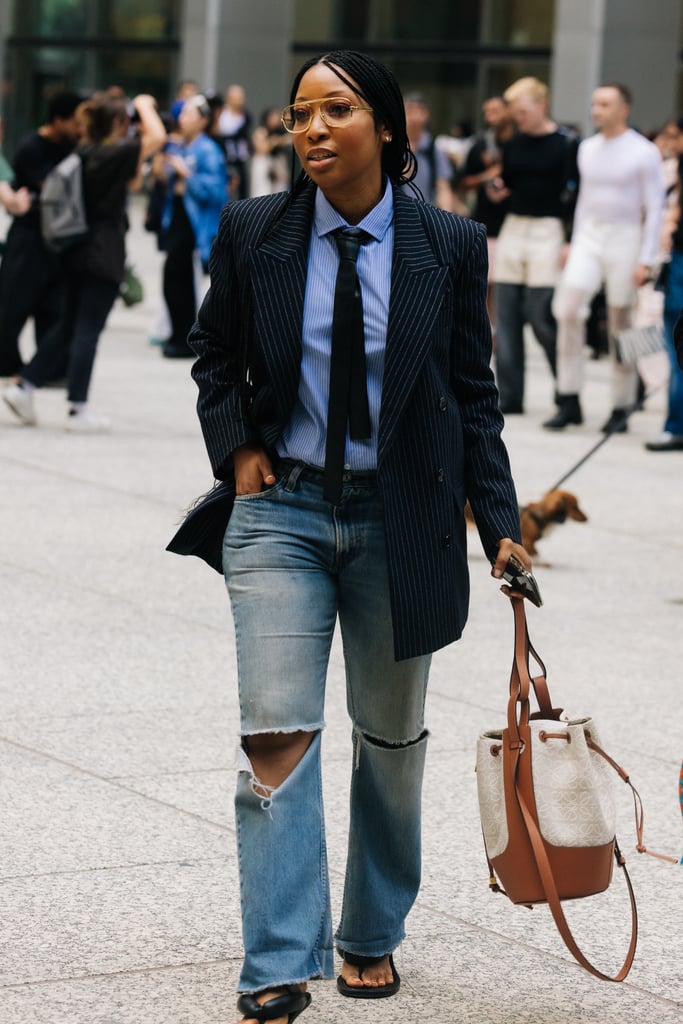 Cater to the '90s in Pinstripe Workwear and Flip-Flops