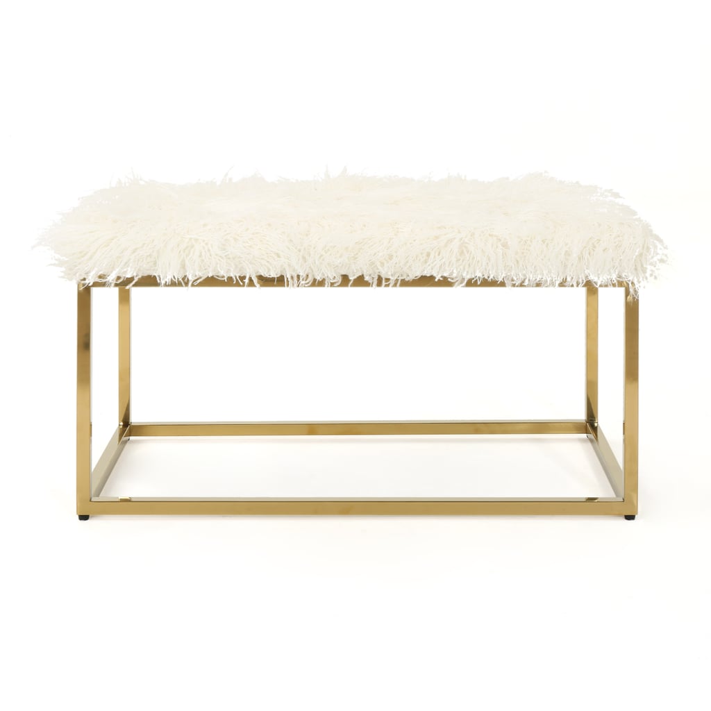 Glam Faux Furry Long Fur Ottoman