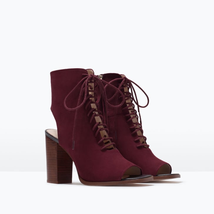 leather ankle boots with block heel zara