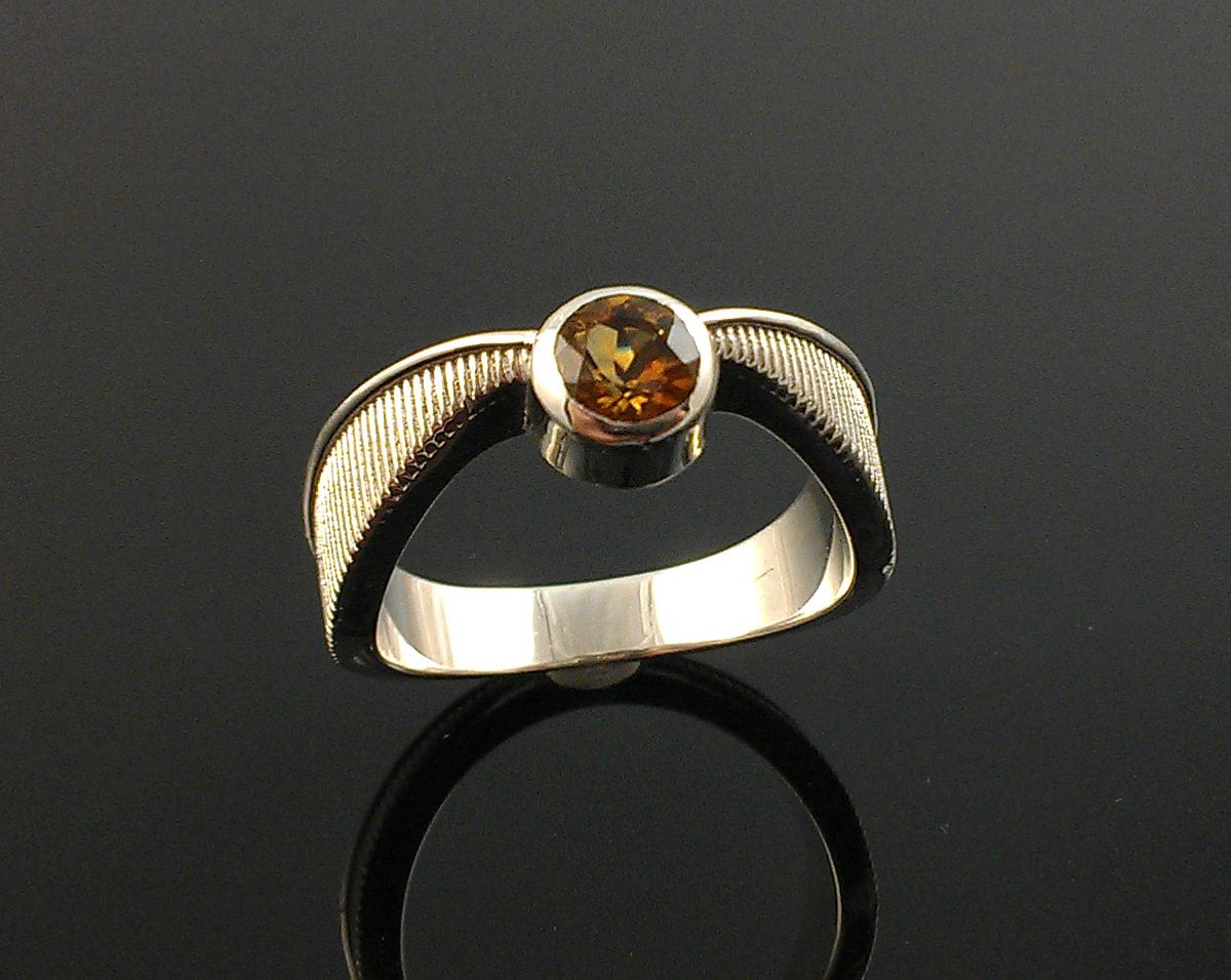 Flying Gold Ball Geeky Engagement Ring In Sterling Silver 200