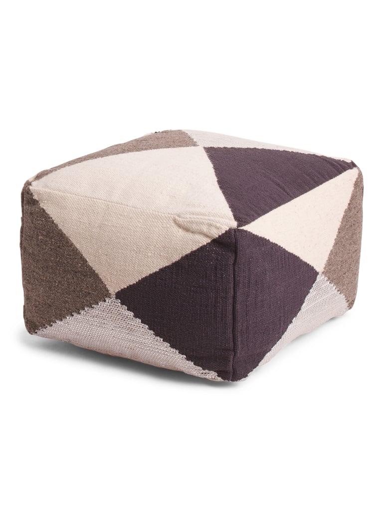 Abstract Wool-Blend Woven Pouf