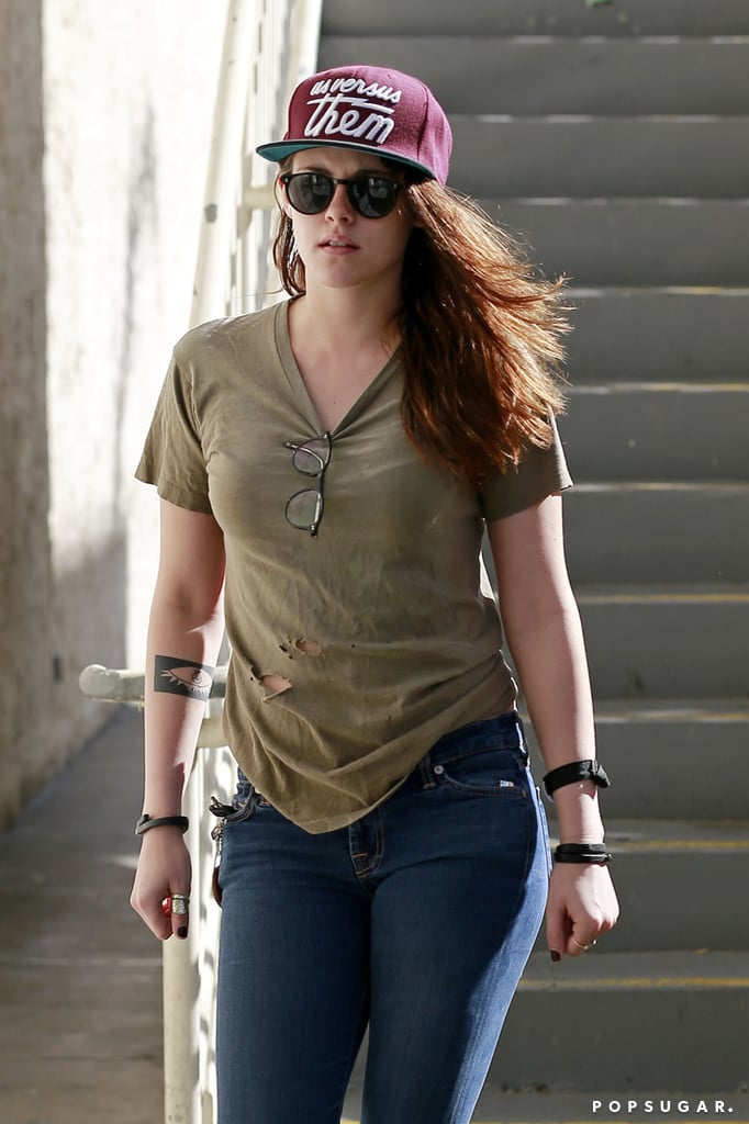 Kristen Stewart in a Ripped T-Shirt