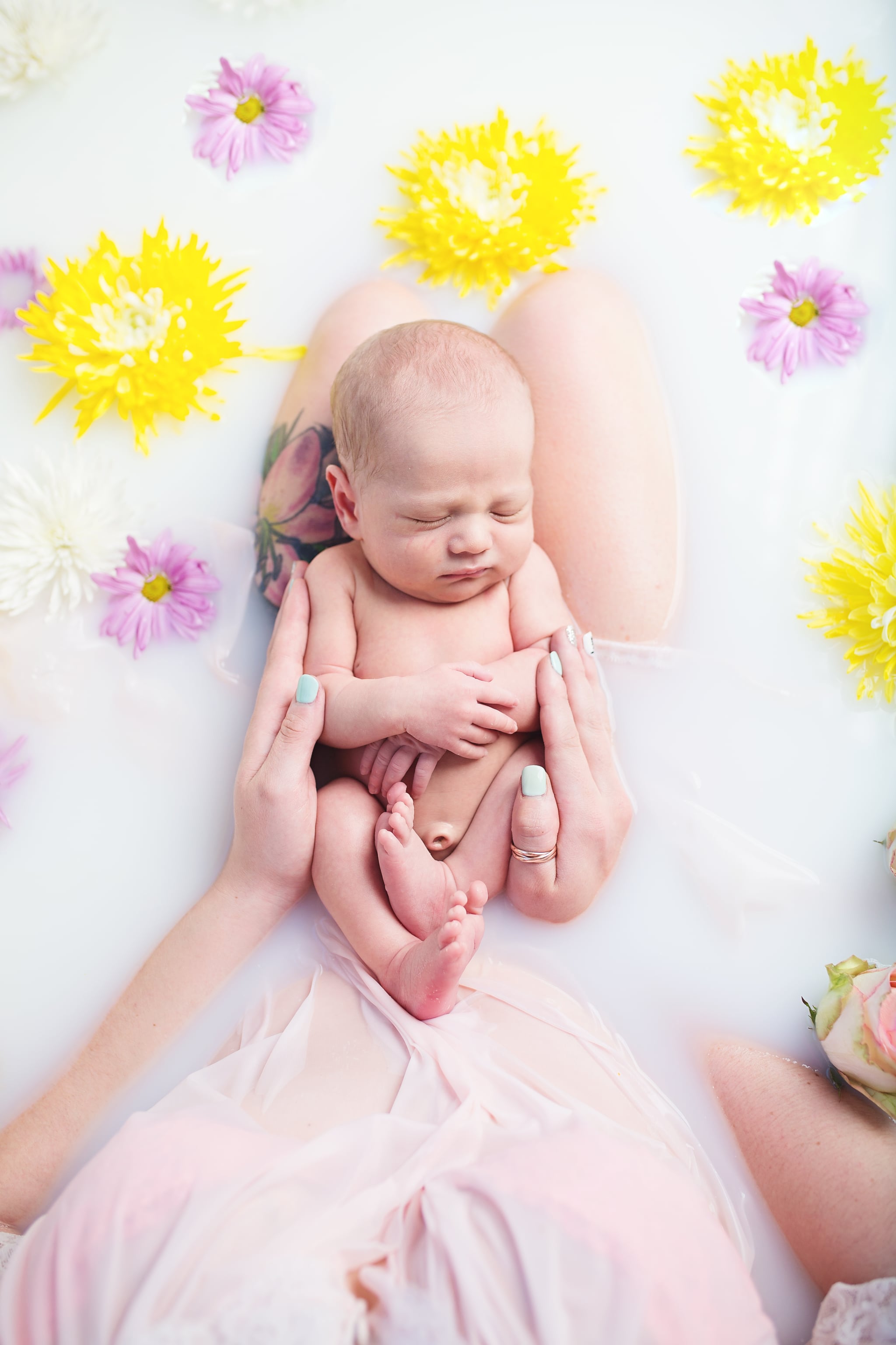 milk bath photoshoot baby