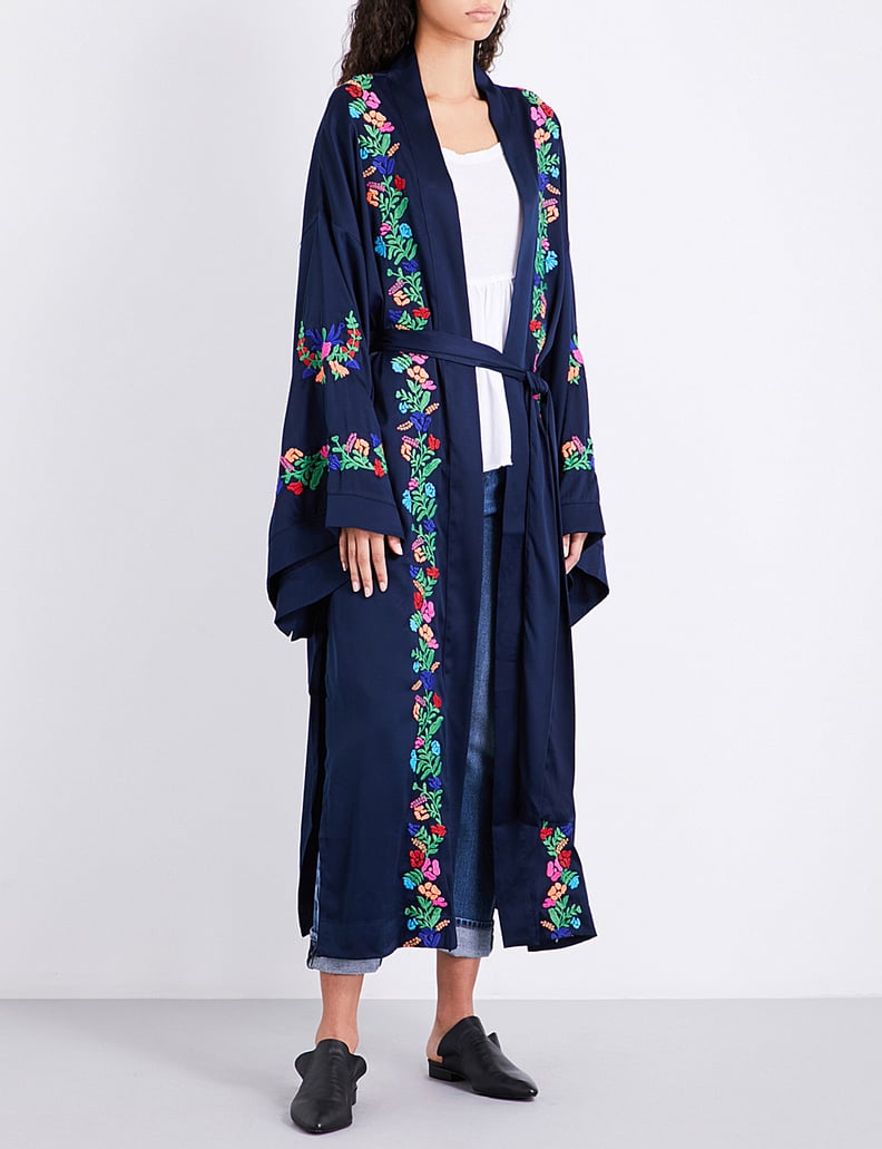 Free People Floral-Embroidered Kimono