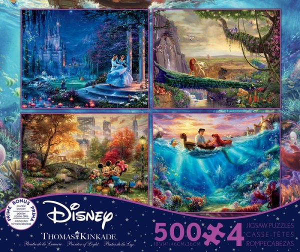 Thomas Kinkade Disney 500 Piece 4-in-1 Puzzle Set