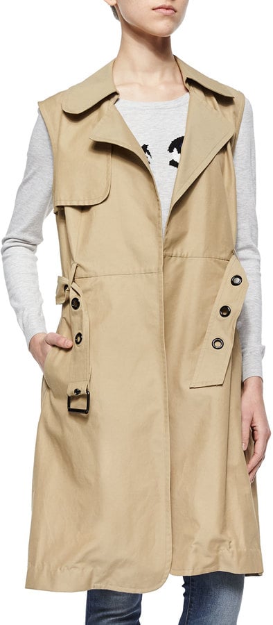 Milly Sleeveless Belted Waterproof Trench Coat