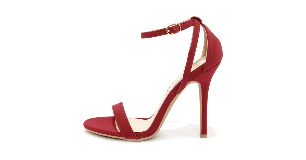 Glam Squad Wine Red Nubuck Ankle Strap Heels | Party Shoes Under $150 ...