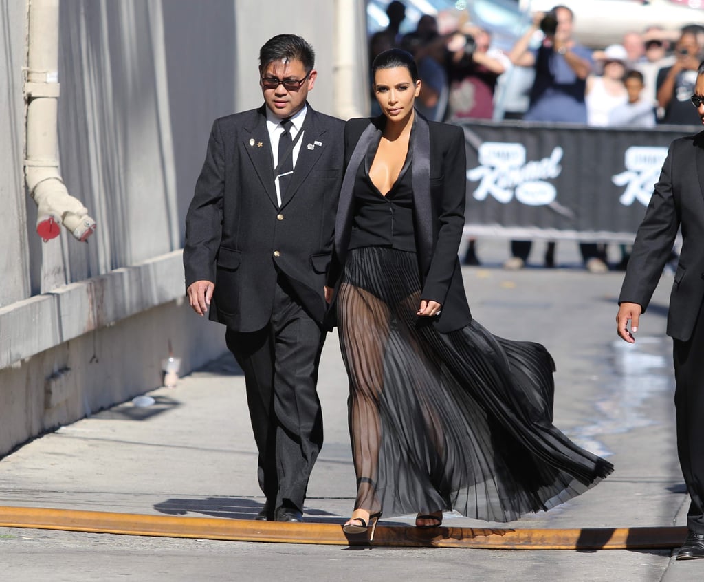 Kim Kardashian's Sheer Dress on Jimmy Kimmel Live! 2015