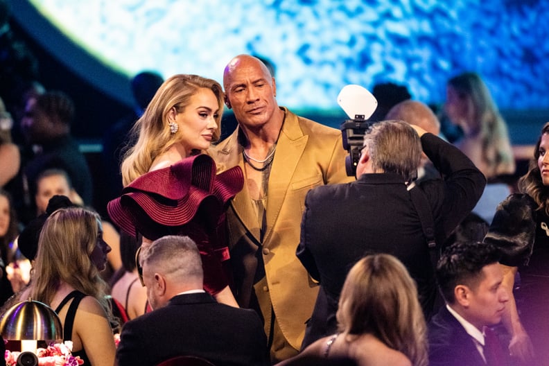 Adele and Dwayne Johnson at the 2023 Grammys