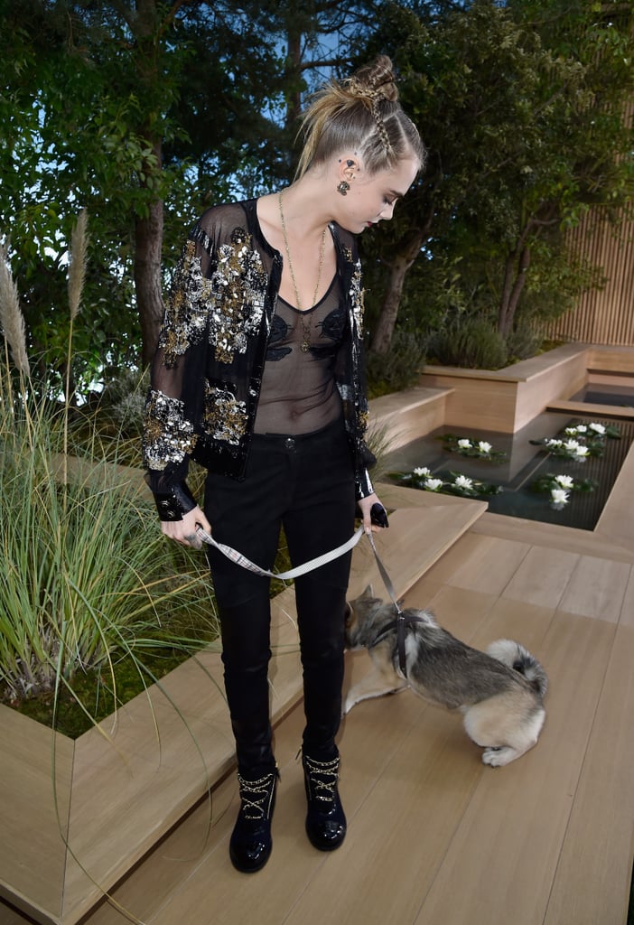 Cara Delevingne Brings a Dog to the Chanel Couture Show 2016