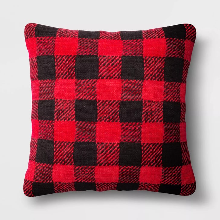 Holiday Woven Cotton Slub Buffalo Checked Square Throw Pillow Best