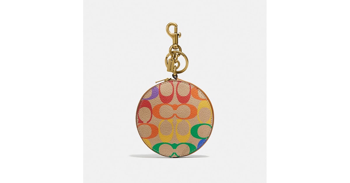 Coach Coin Case Bag Charm in Rainbow Signature Canvas | Coach&#39;s We C You LGBTQ+ Pride Collection ...