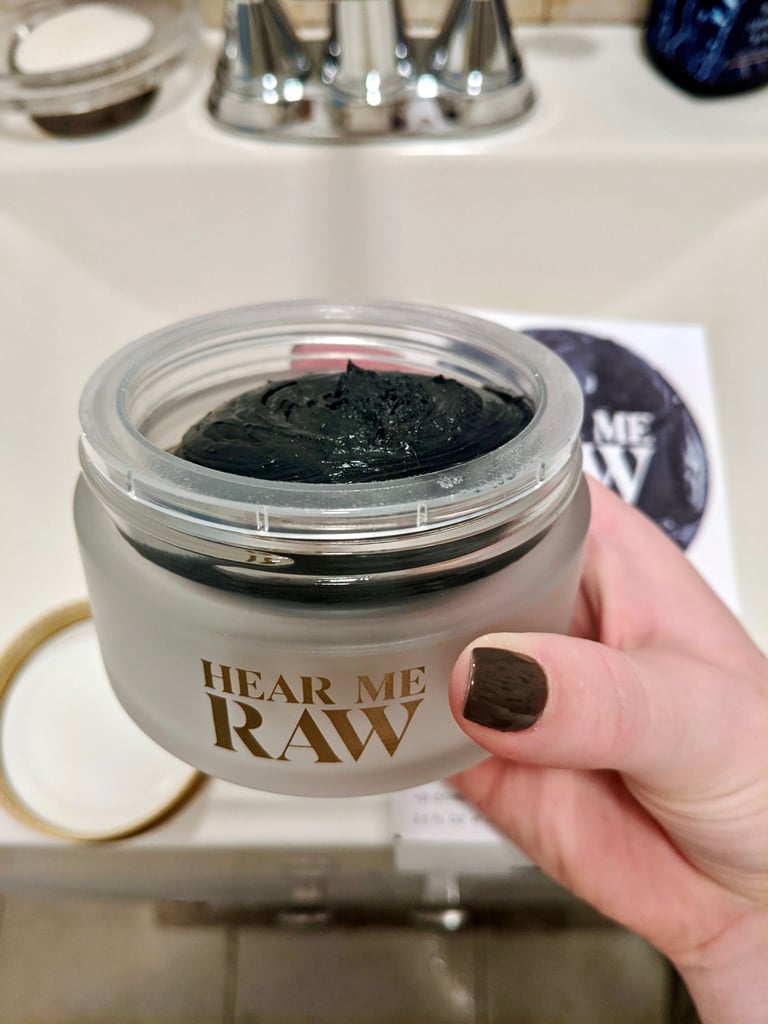 Right off the bat, I was impressed with the packageing. Not only is it shelfie-approved with a frosted glass container and gold lettering, but it's sustainable, too — the mask comes with refillable pods you swap in and out of the jar.