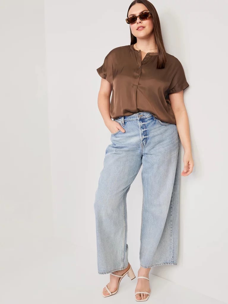 Old Navy Dolman Sleeve Satin Popover Shirt