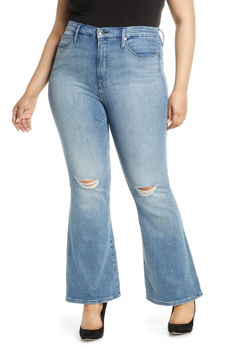 white flare ripped jeans