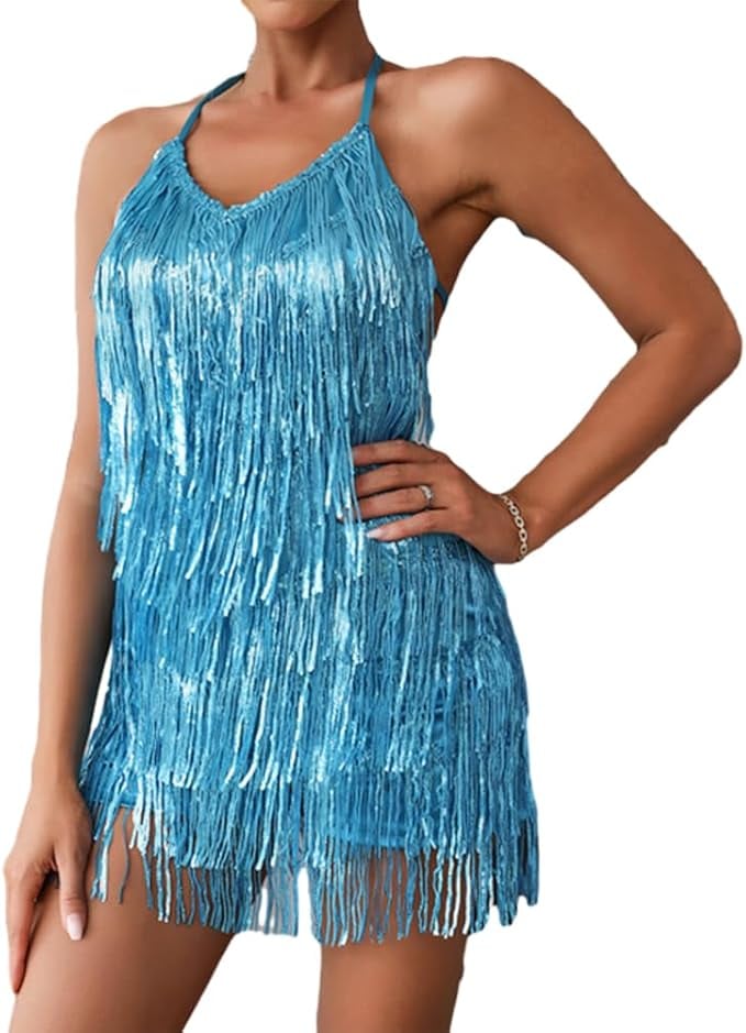 Iwemek Store Halter Backless Romper Mini Dress