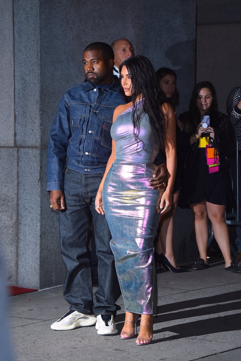 Kim Kardashian Wearing an Iridescent Dress With Kanye West at FGI's 2019 Night of Stars