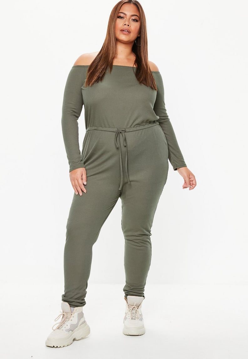Missguided Ribbed Bardot Jumpsuit