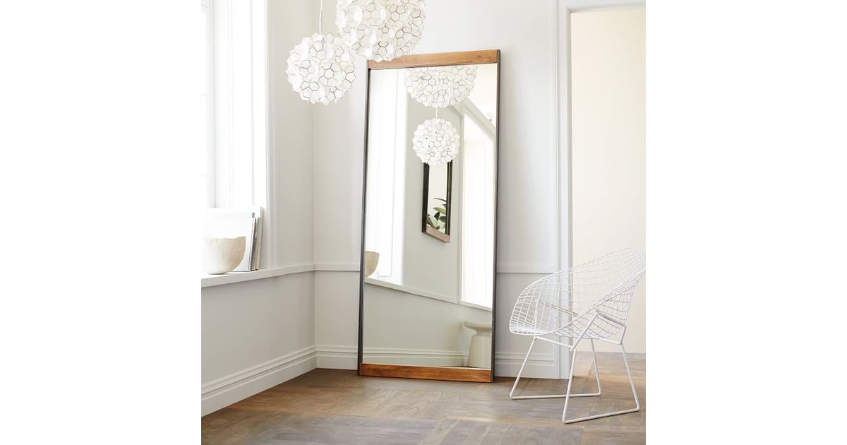 West Elm Industrial Metal & Wood Framed Floor Mirror Best Black