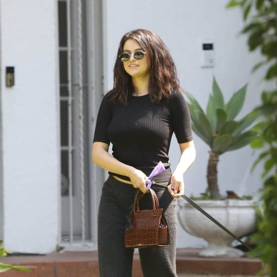 Selena Gomez Walking Dog in Sweats