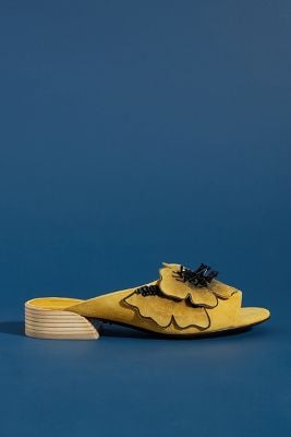 Lola Cruz Flower-Embellished Heeled Slides