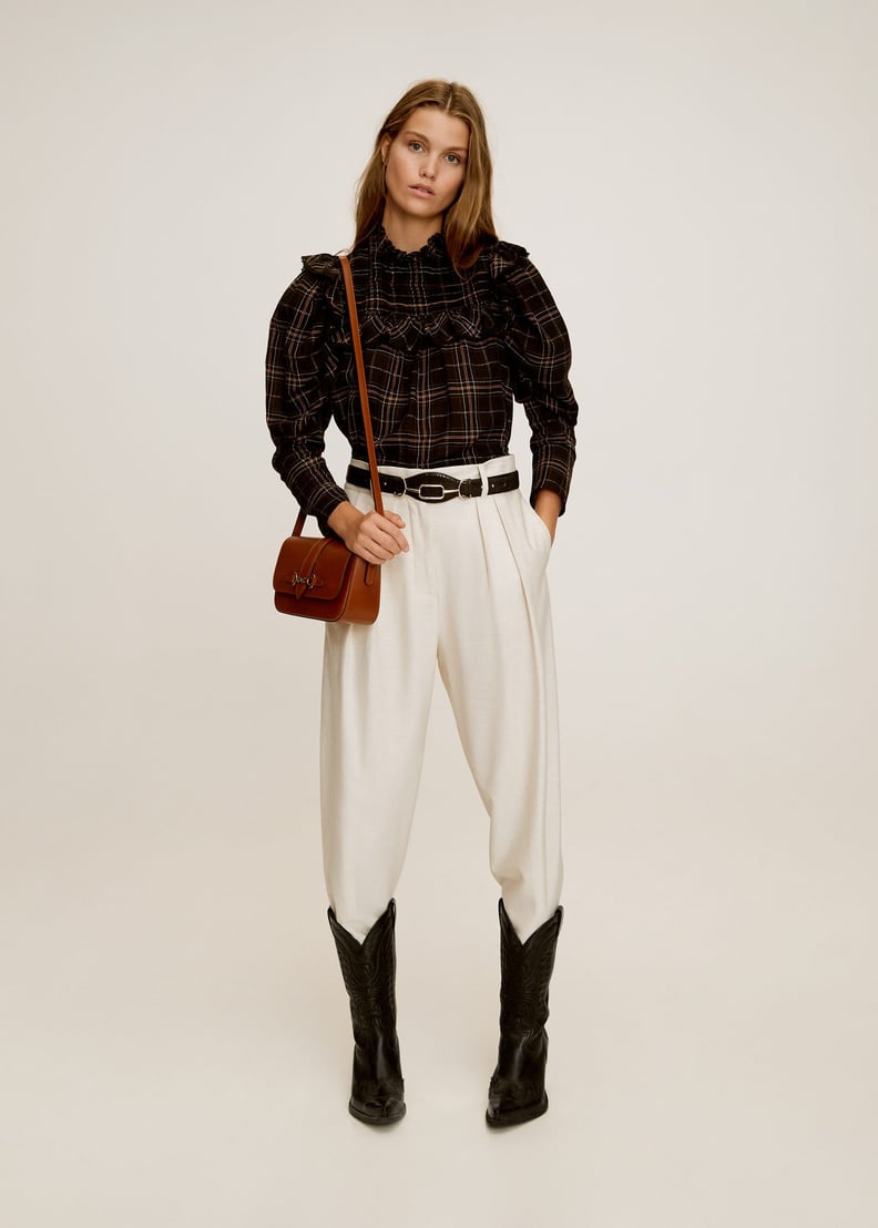 Mango Straight textured trousers