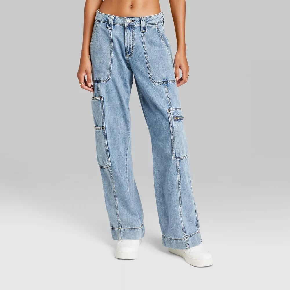 Wild Fable Women's High-Rise Cargo Baggy Jeans