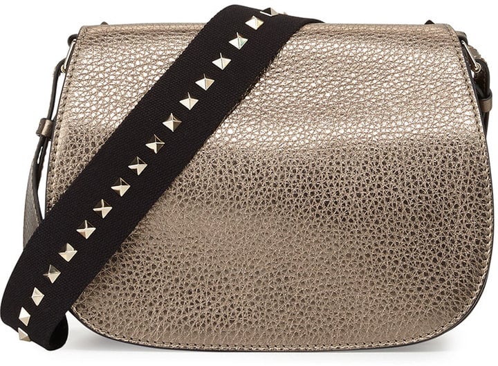 Valentino Band Rockstud Round Messenger Bag, Pewter ($2,295)