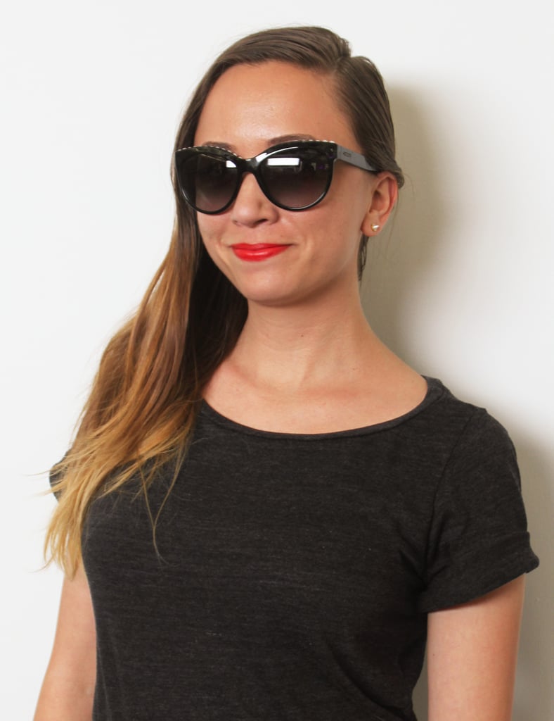 These chic and subtle Chanel sunglasses ($650) are even classier when you notice there's a rim of pearls placed behind the upper frame. For such a timeless look, Sonia Kashuk's Red Orange lip color ($10) is the way to go.