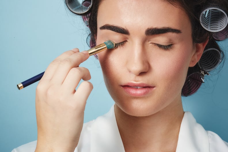Use loose powder as an alternative to false lashes.