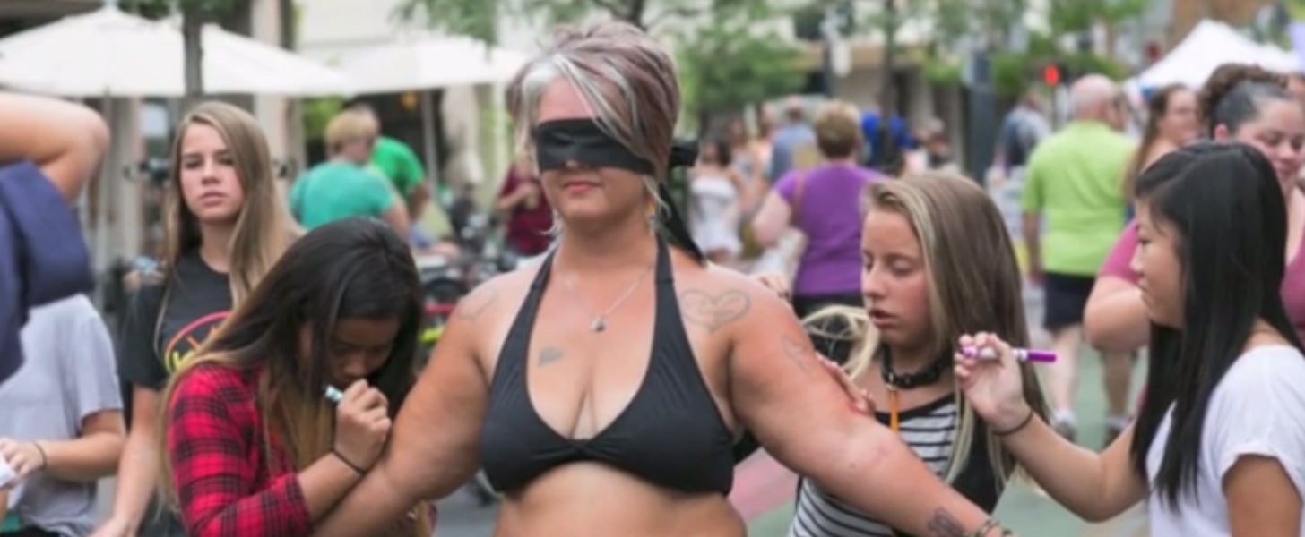 This girl stripped to bra & underwear in public to promote body acceptance!  Watch powerful video
