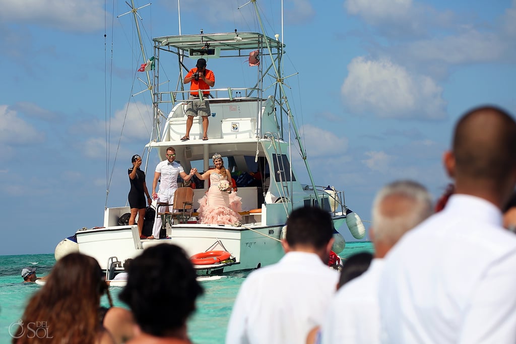 Wedding on a Sandbar in Caribbean Sea