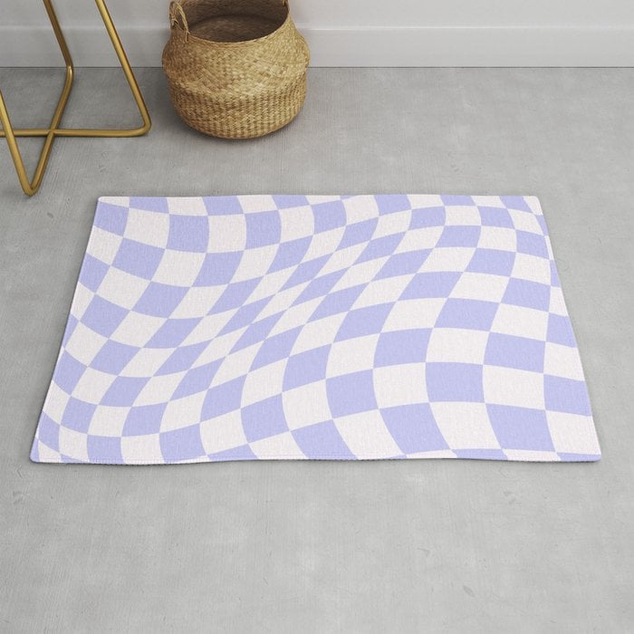 Warped Check Periwinkle Rug