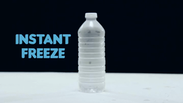 This instantly frozen water bottle