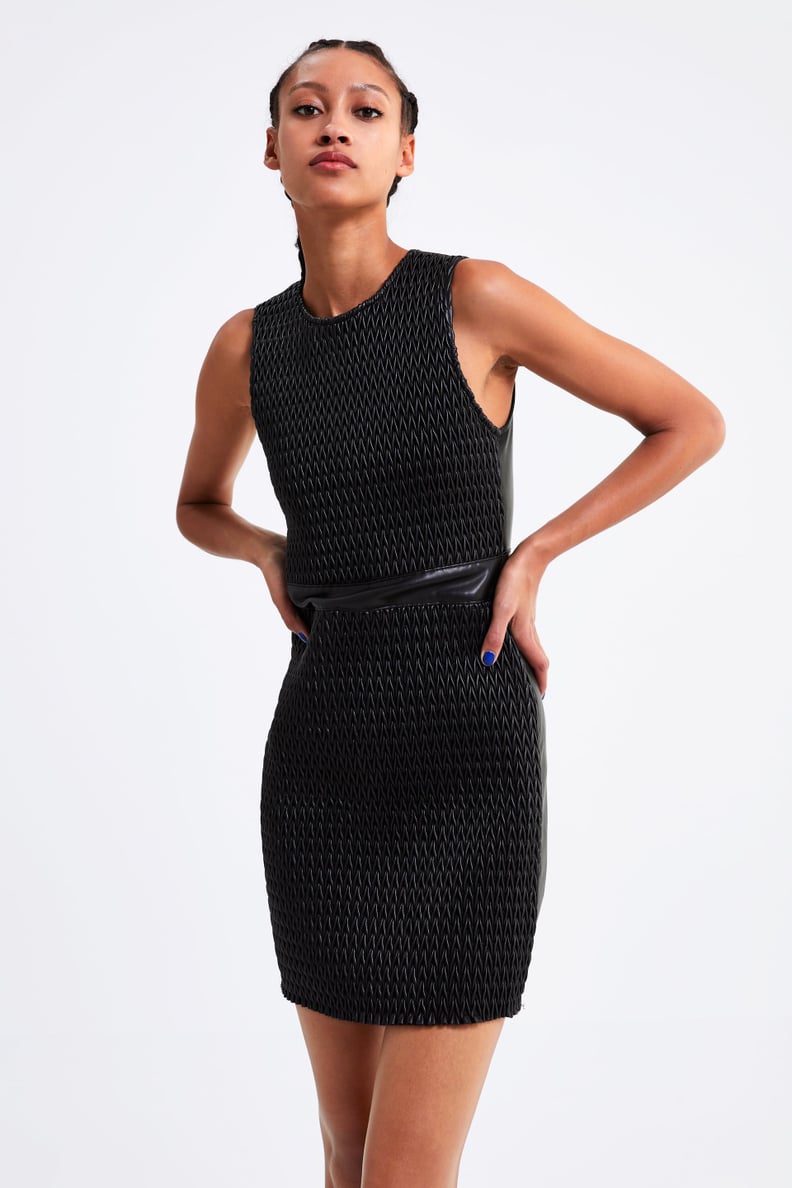 Zara Faux-Leather Textured Dress