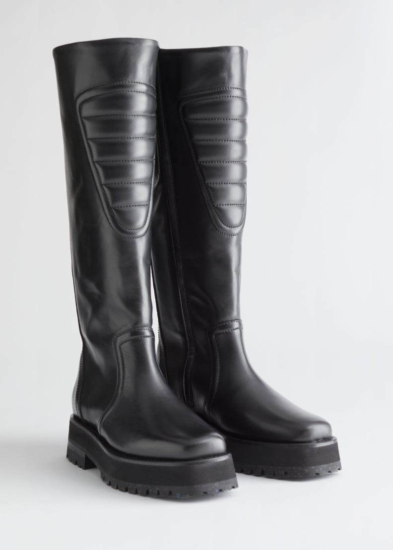 & Other Stories Topstitched Tall Leather Boots